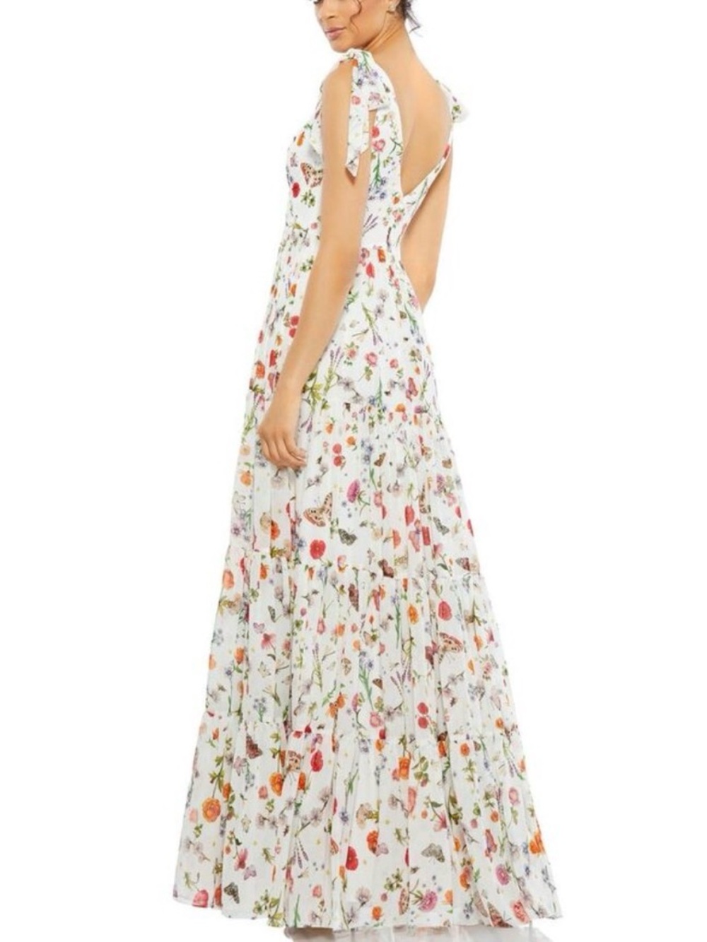 Mac Duggal IEENA White Floral Maxi Dress - Feminine Summer Dress Sz 6 - Picture 5 of 5